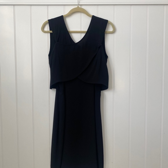 Sandro Black Crepe Dress with Exposed Zipper Back, Size Medium - Picture 1 of 8